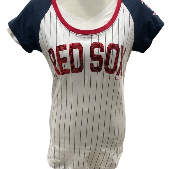 New Era Tops - Woman’s Red Sox Navy and White T-Shirt